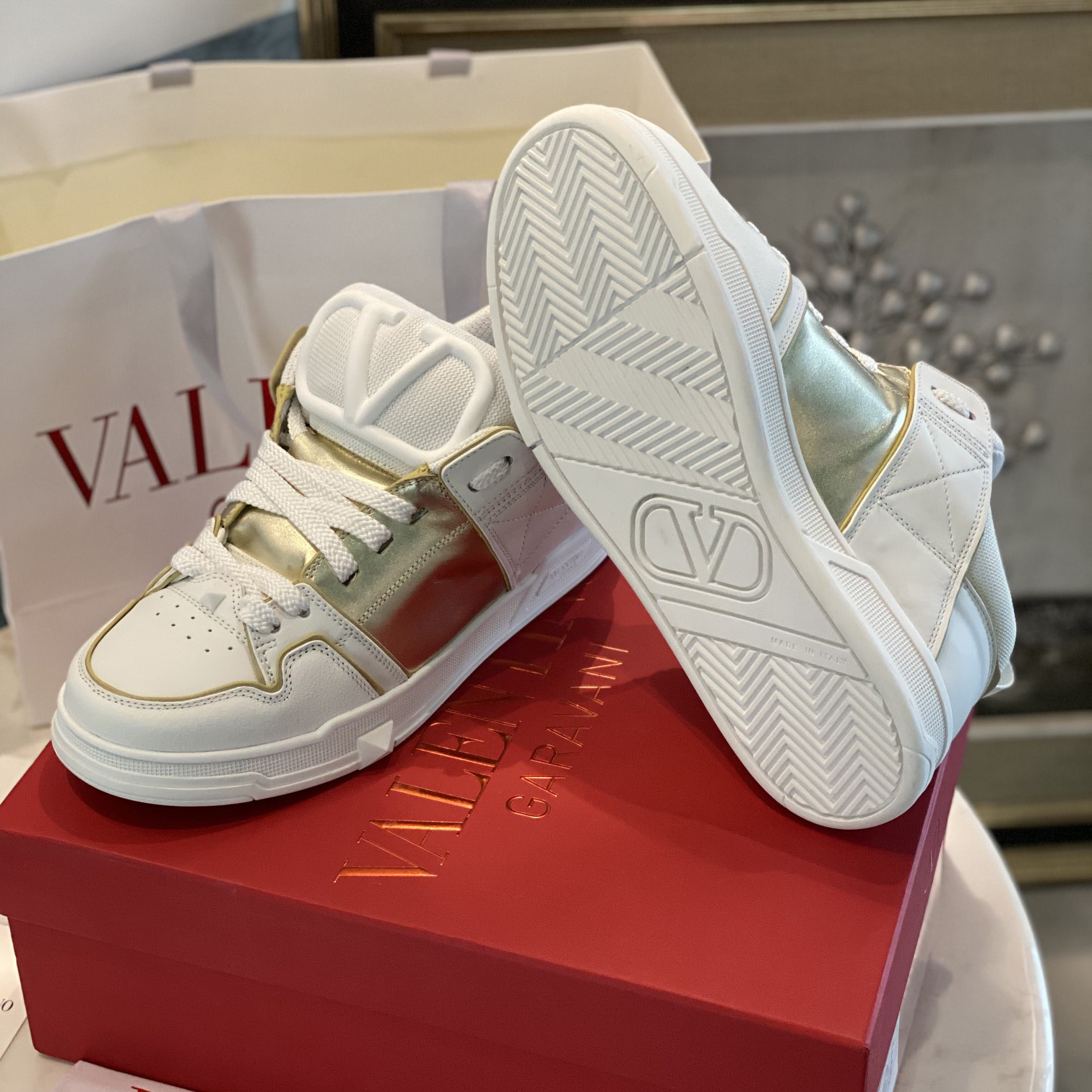 Valenti Open Skate Calfskin And Fabric Sneaker  - DopestKickz