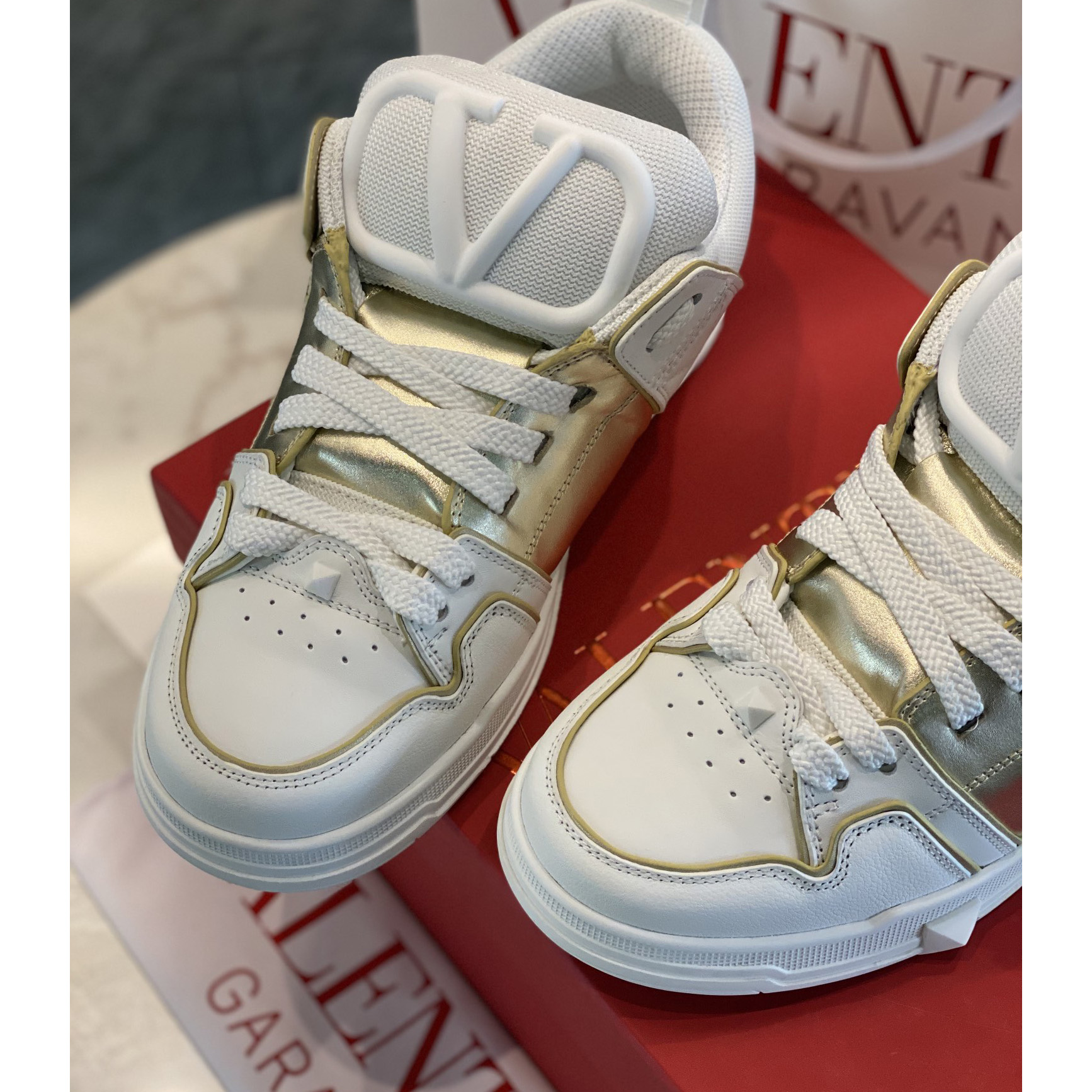 Valenti Open Skate Calfskin And Fabric Sneaker  - DopestKickz