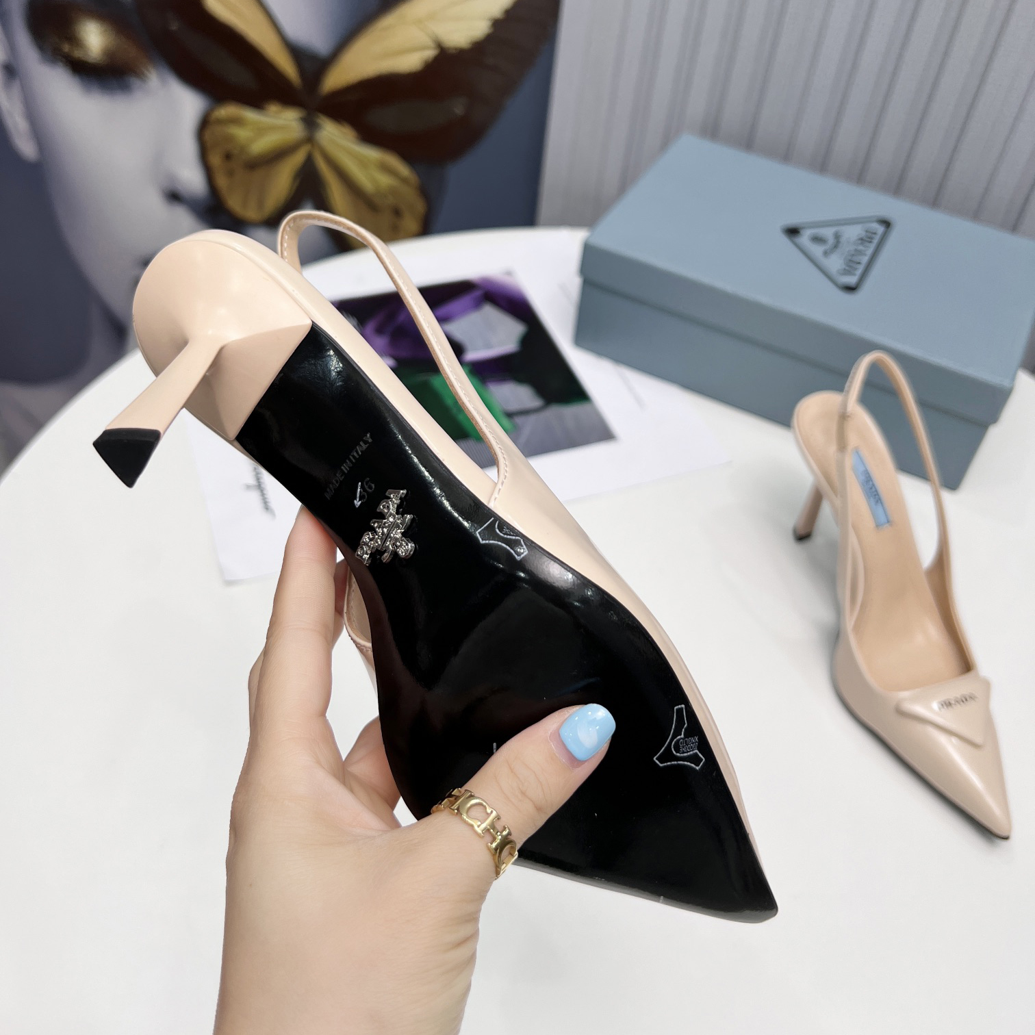 Prada Brushed Leather Slingback Pumps  - DopestKickz