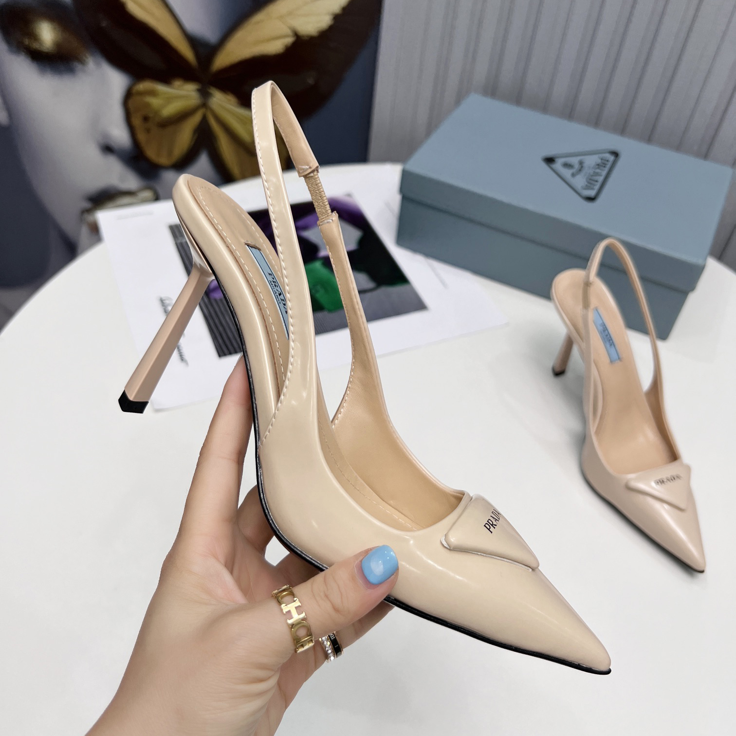 Prada Brushed Leather Slingback Pumps  - DopestKickz