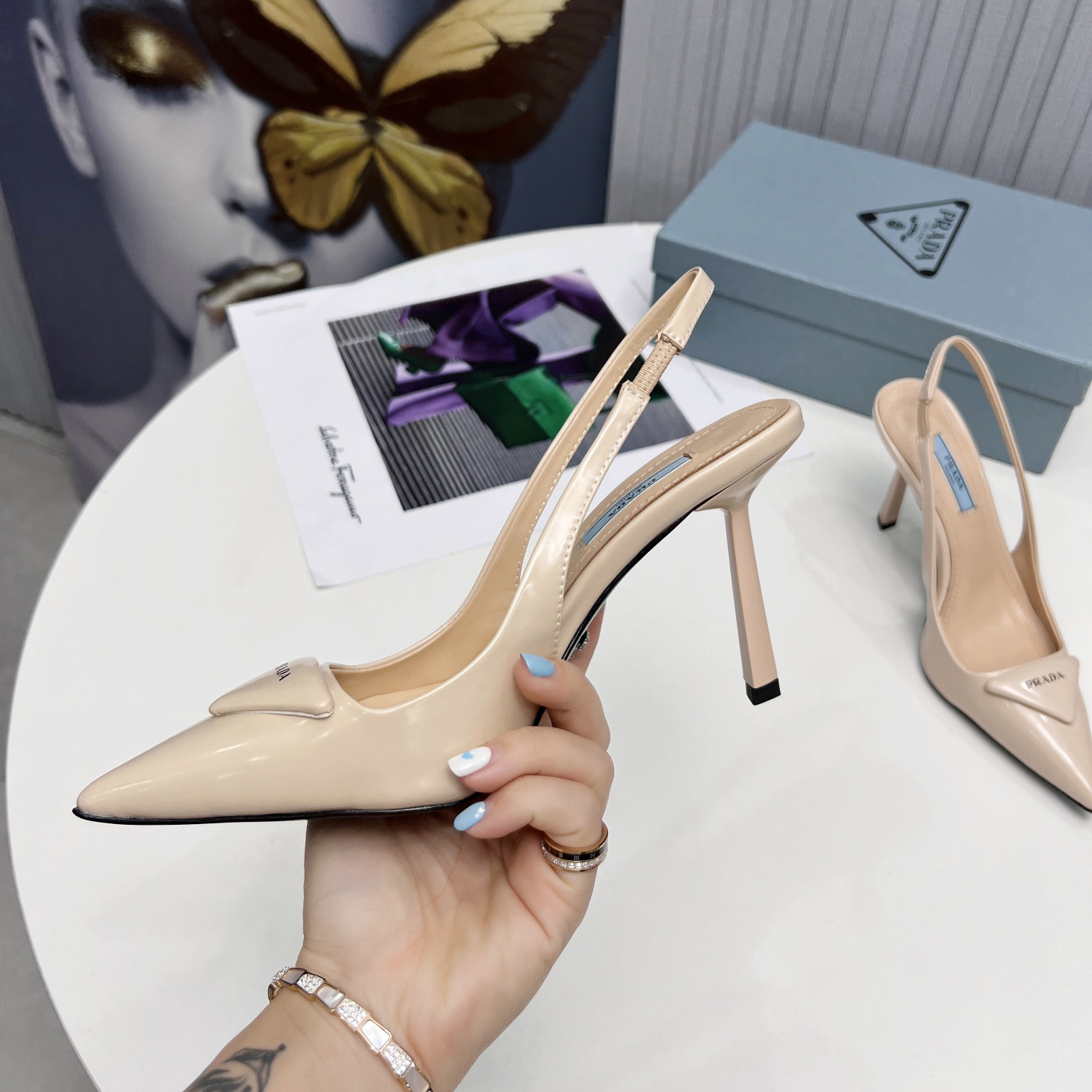 Prada Brushed Leather Slingback Pumps  - DopestKickz