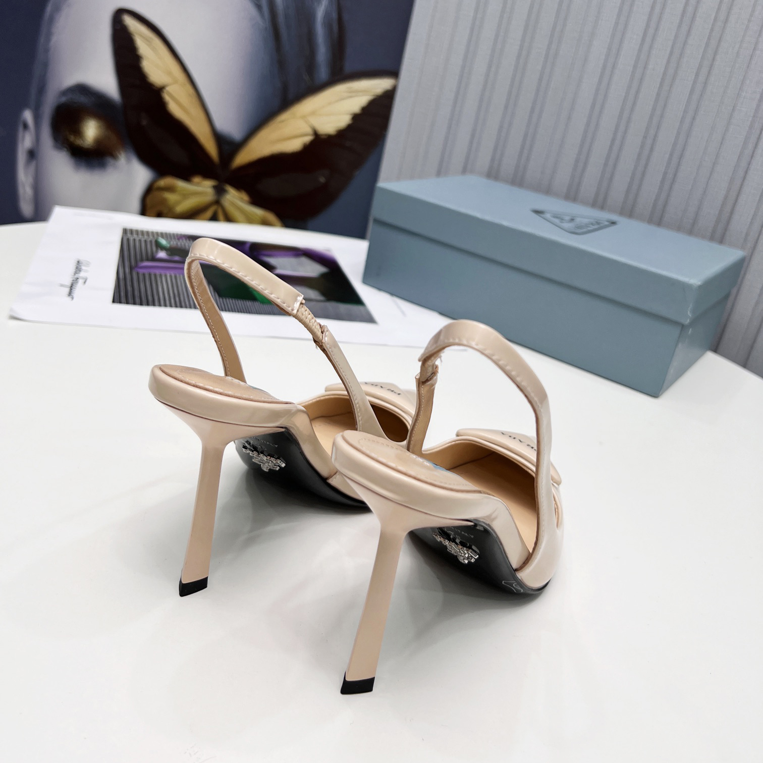 Prada Brushed Leather Slingback Pumps  - DopestKickz