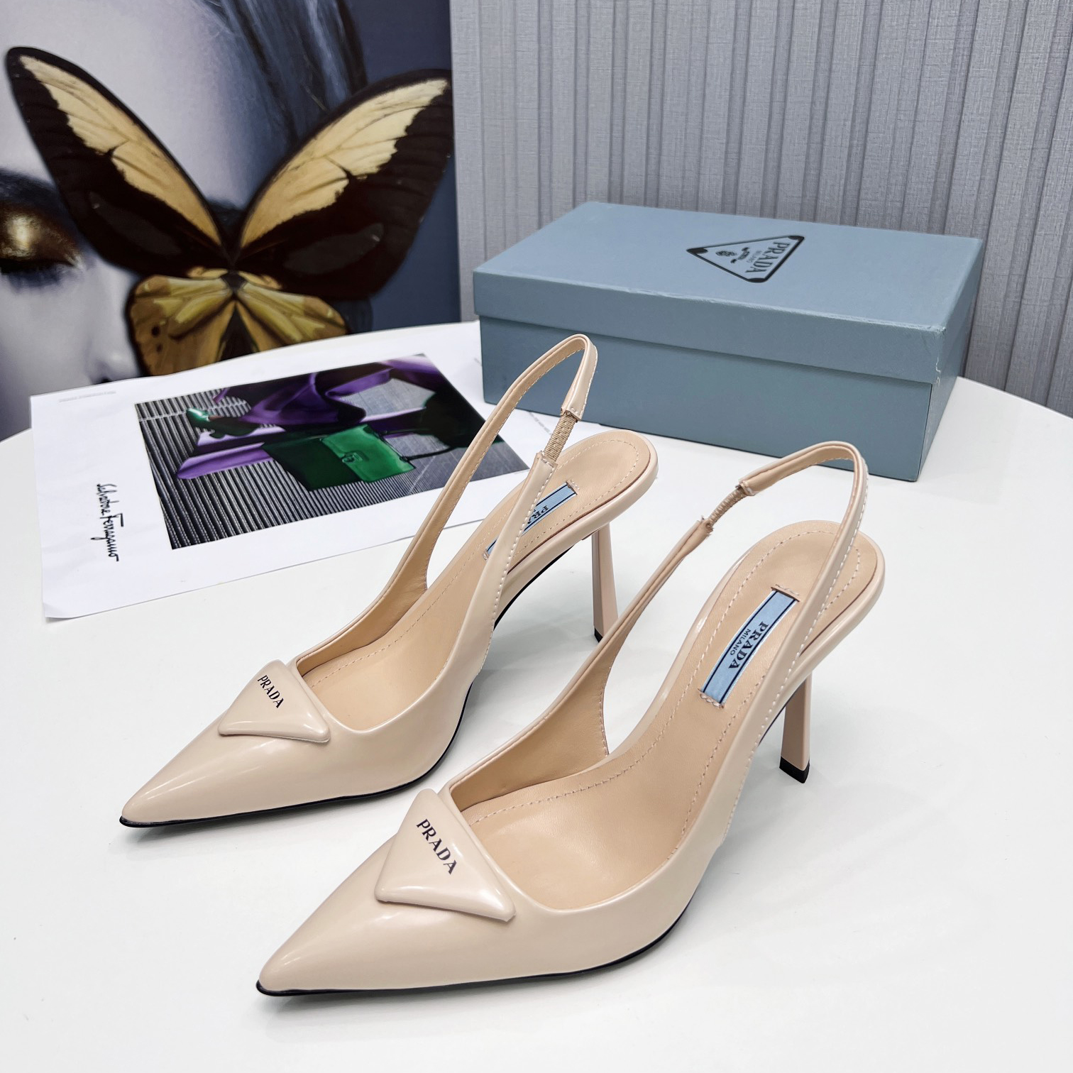 Prada Brushed Leather Slingback Pumps  - DopestKickz
