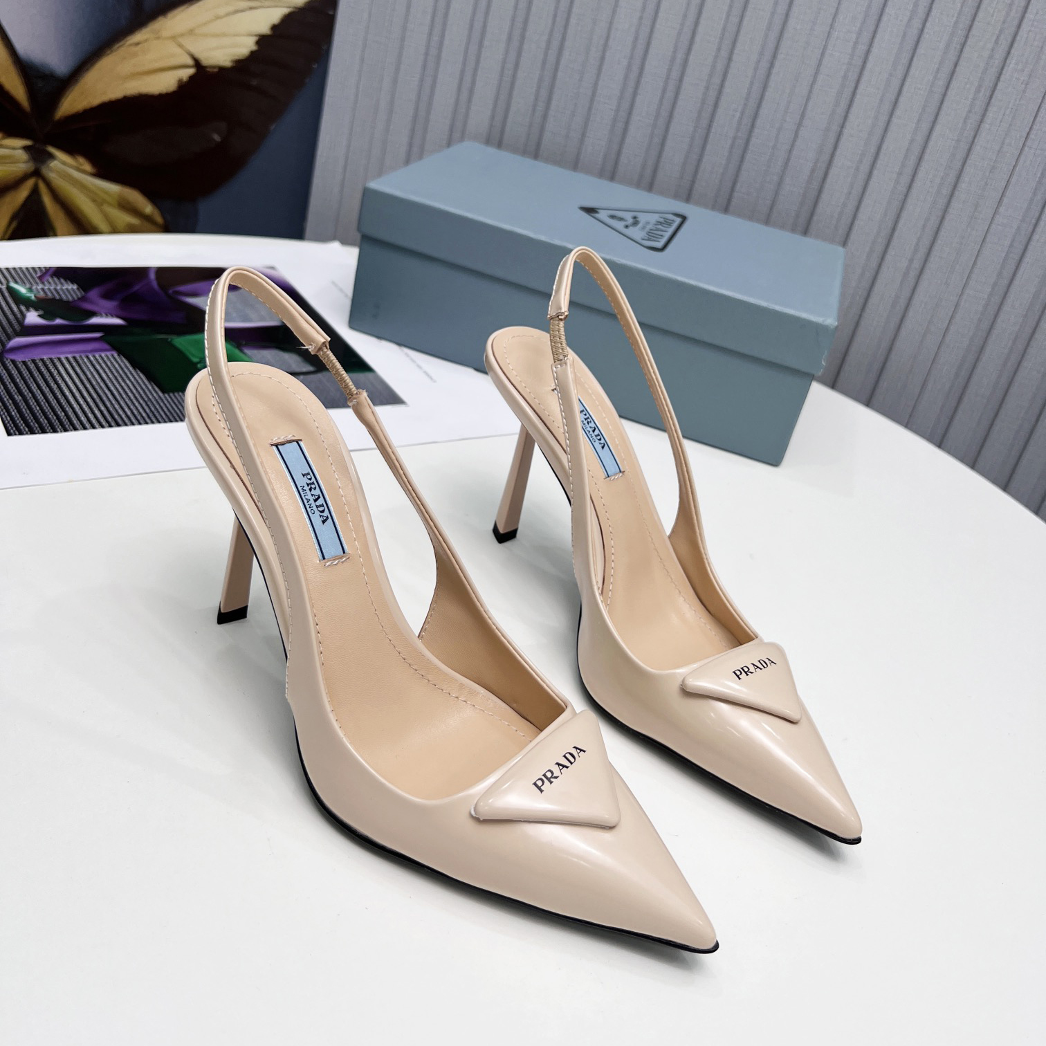 Prada Brushed Leather Slingback Pumps  - DopestKickz