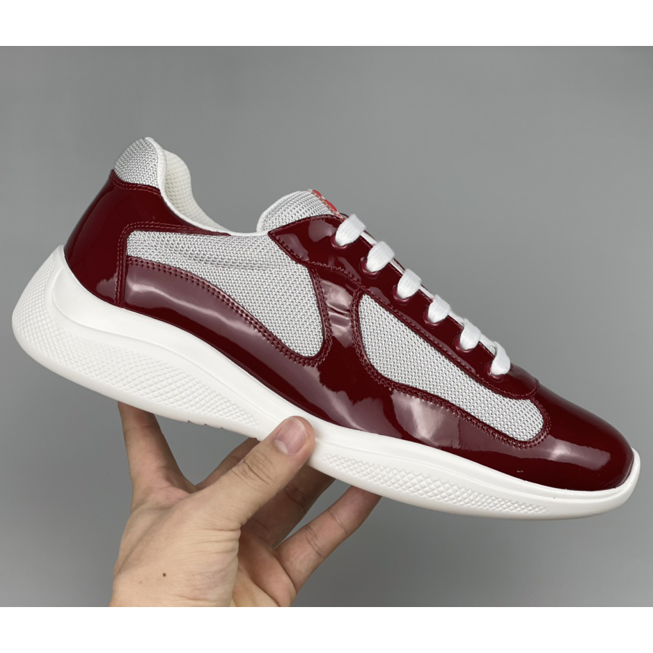 Prada Male America's Cup Sneaker In Ruby Red/White - DopestKickz