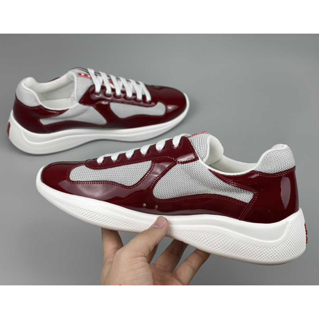 Prada Male America's Cup Sneaker In Ruby Red/White - DopestKickz