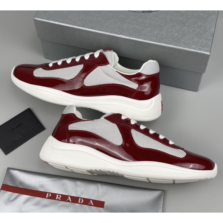 Prada Male America's Cup Sneaker In Ruby Red/White - DopestKickz