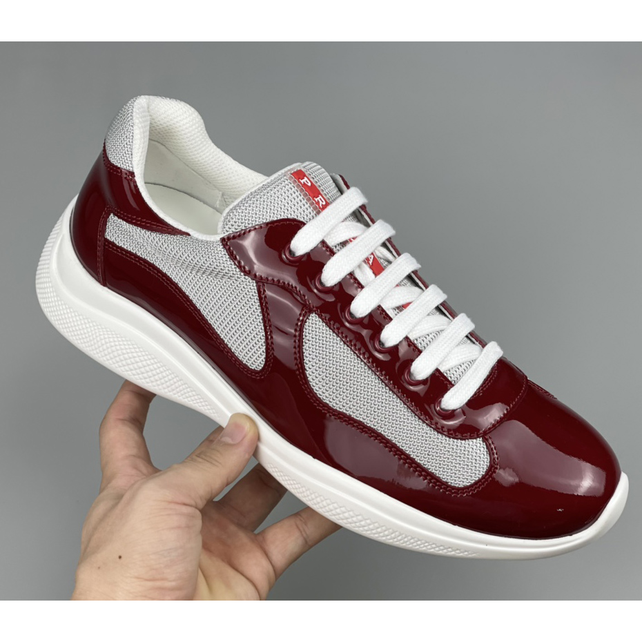 Prada Male America's Cup Sneaker In Ruby Red/White - DopestKickz