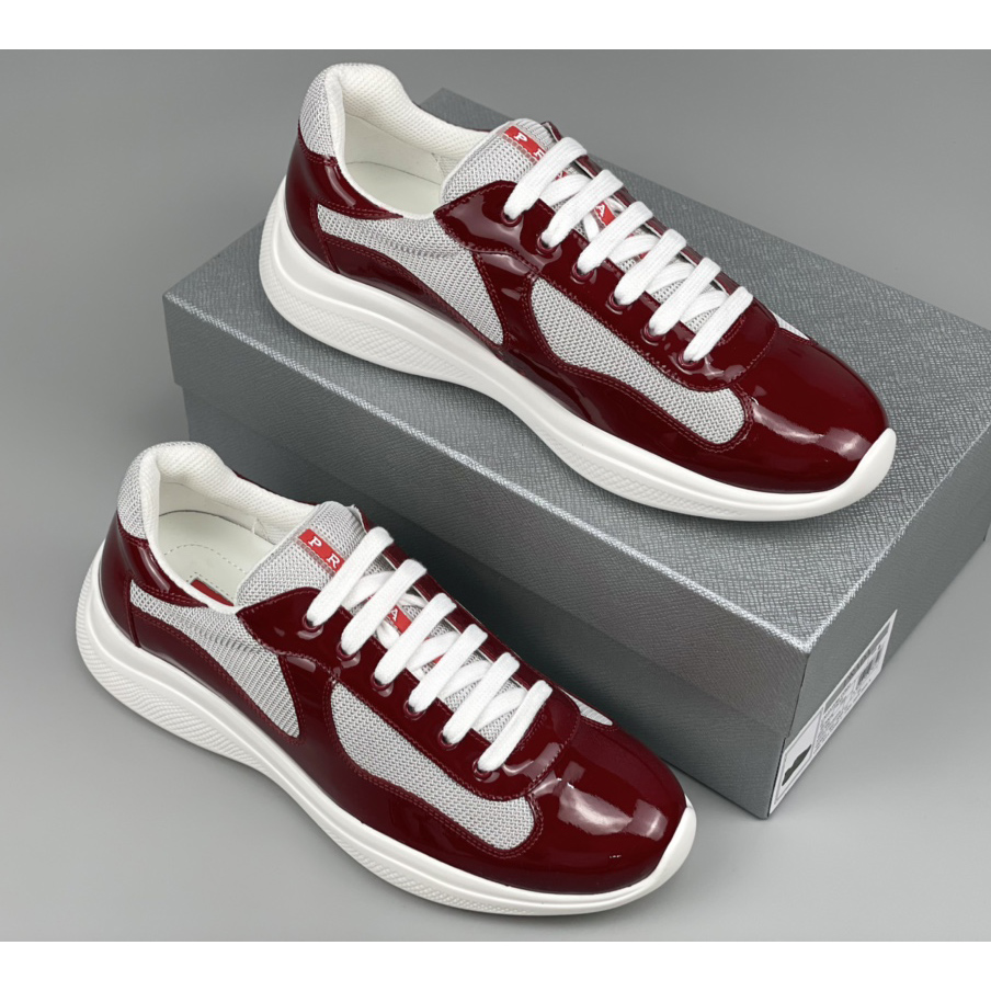 Prada Male America's Cup Sneaker In Ruby Red/White - DopestKickz