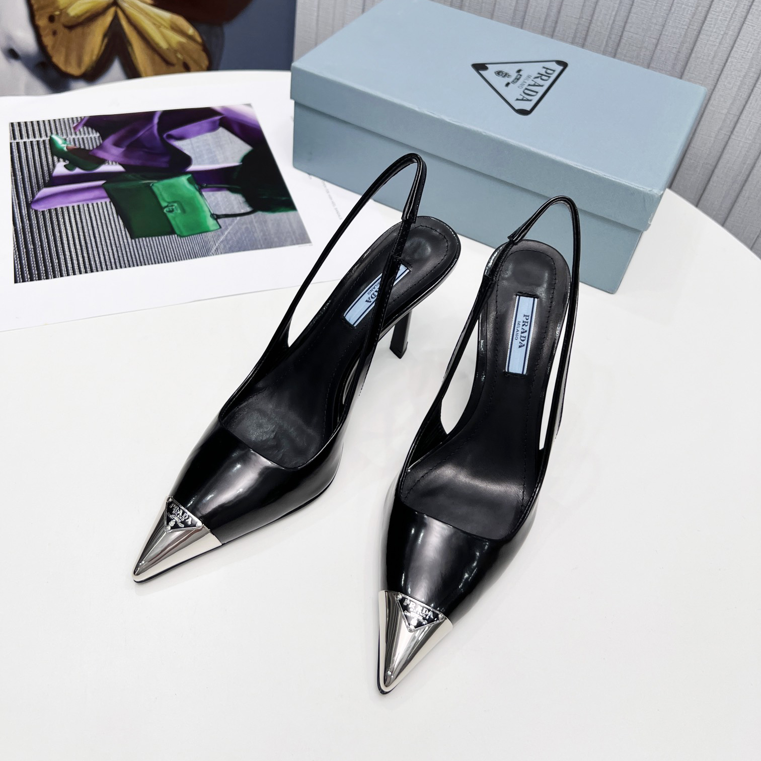 Prada Brushed Leather Slingback Pumps  - DopestKickz