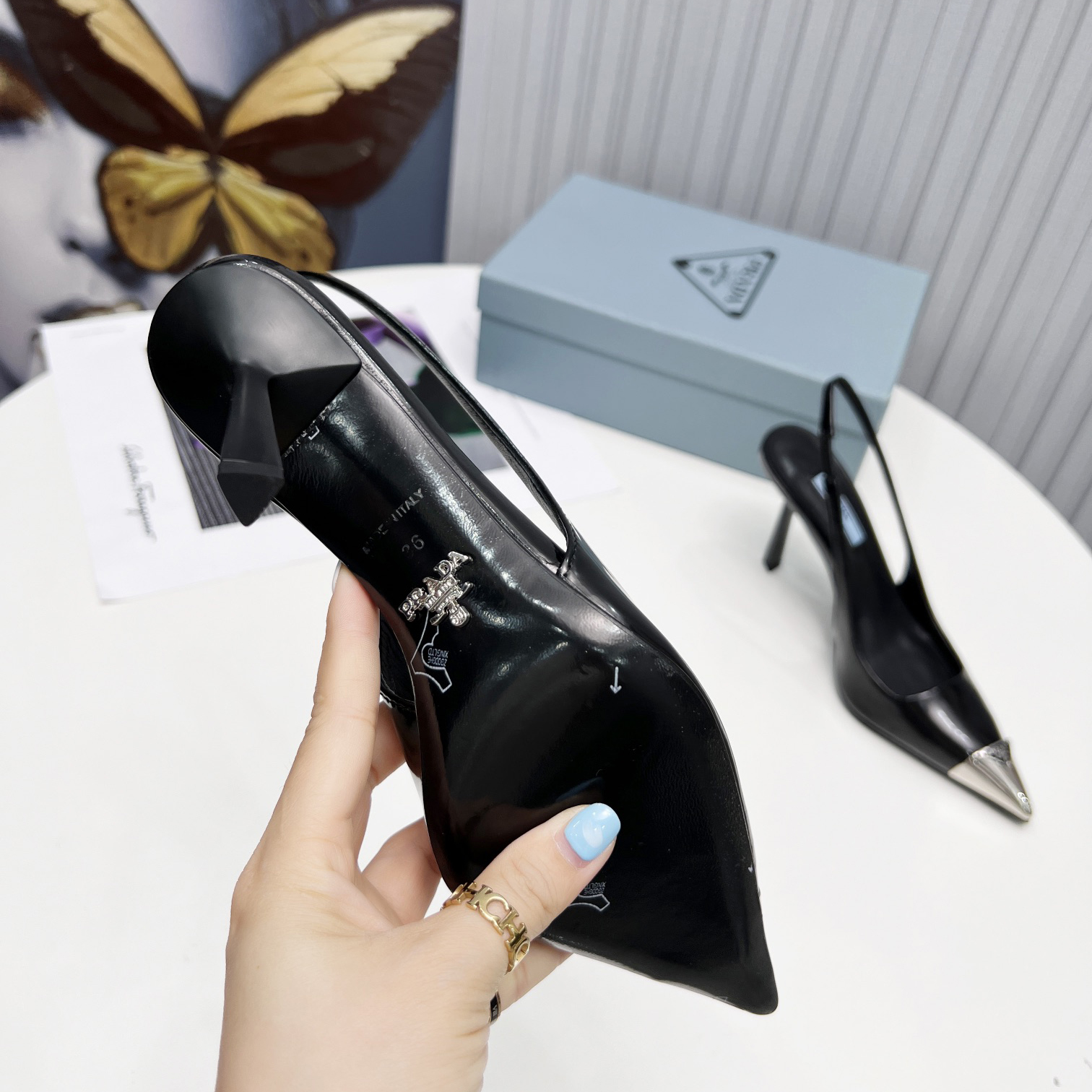 Prada Brushed Leather Slingback Pumps  - DopestKickz