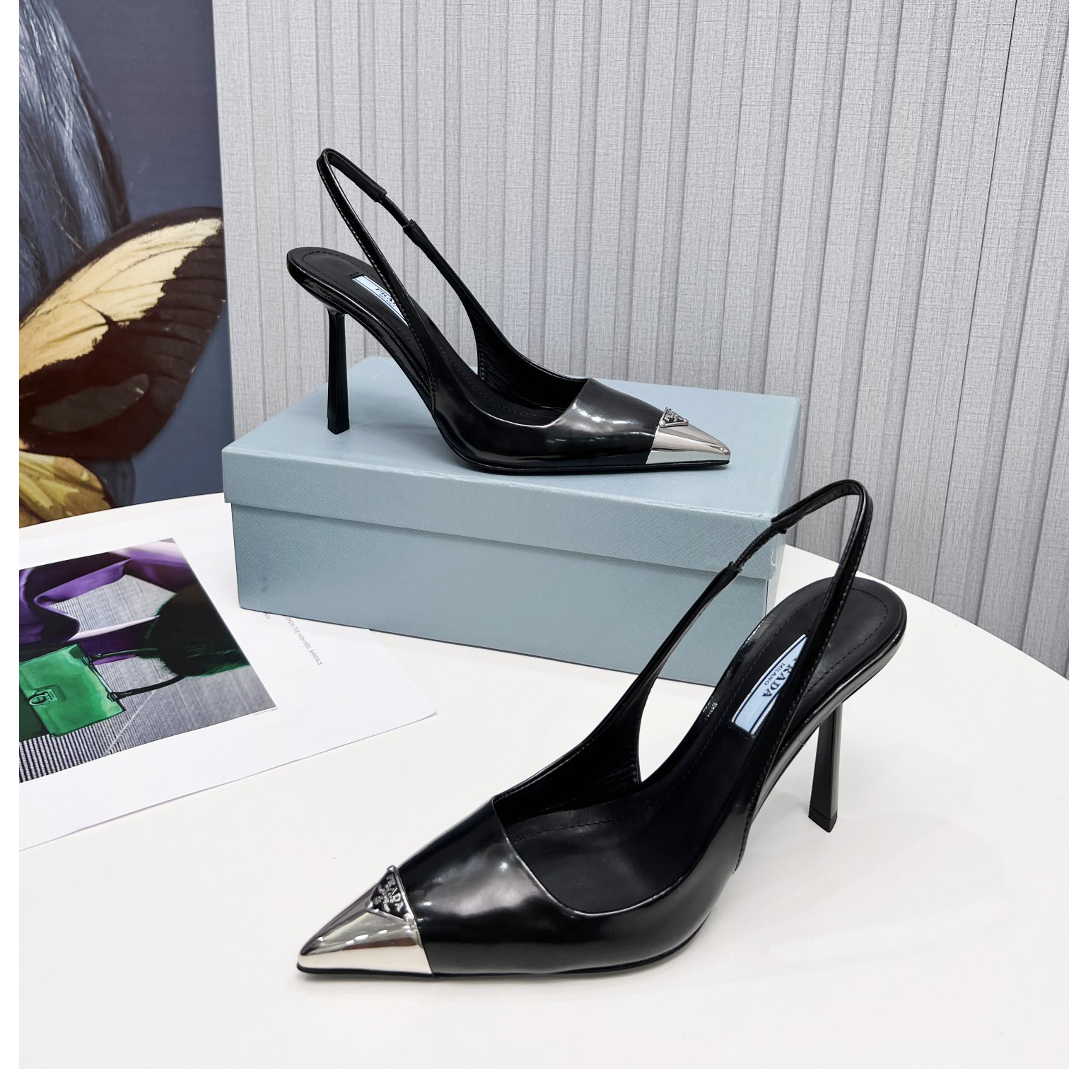 Prada Brushed Leather Slingback Pumps  - DopestKickz