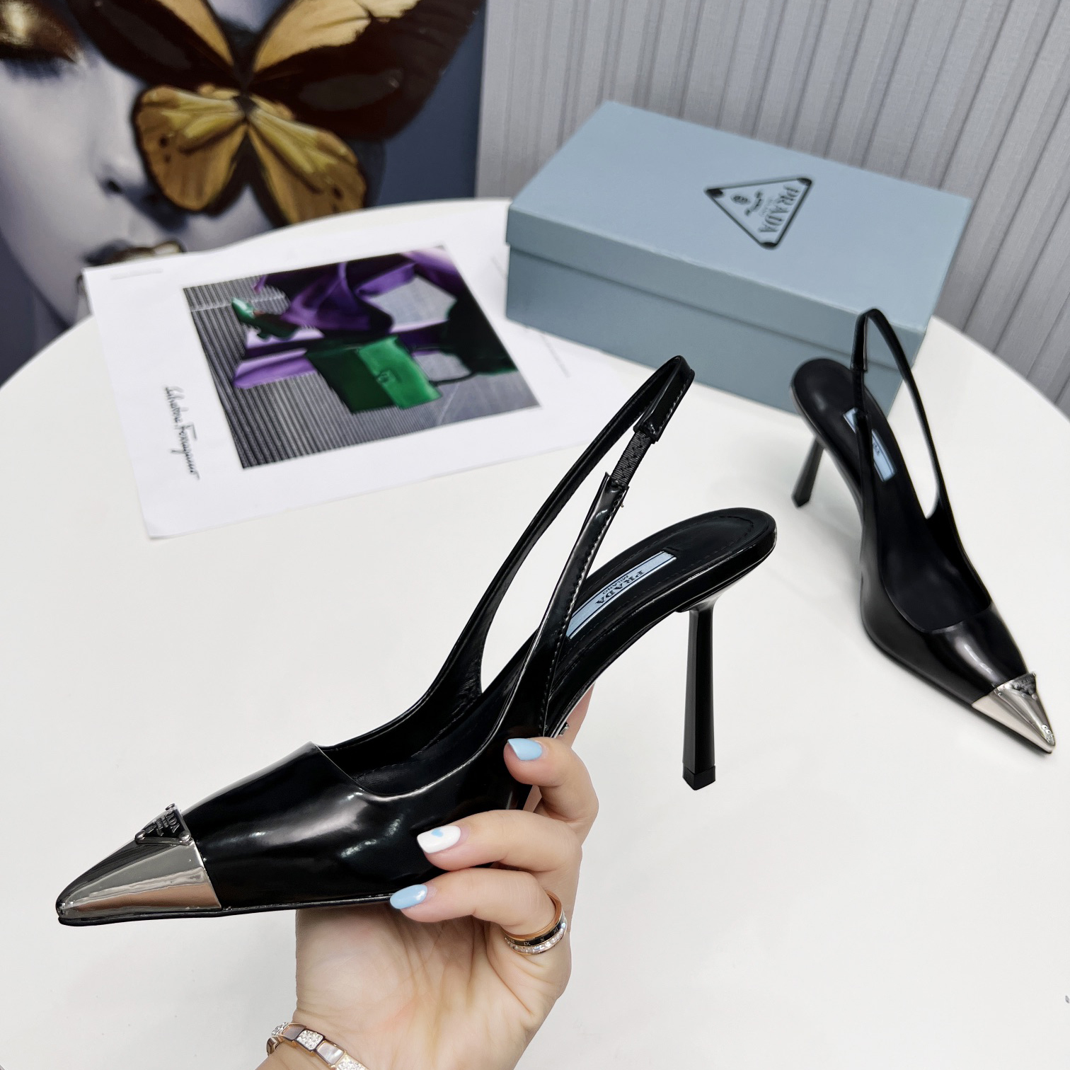 Prada Brushed Leather Slingback Pumps  - DopestKickz