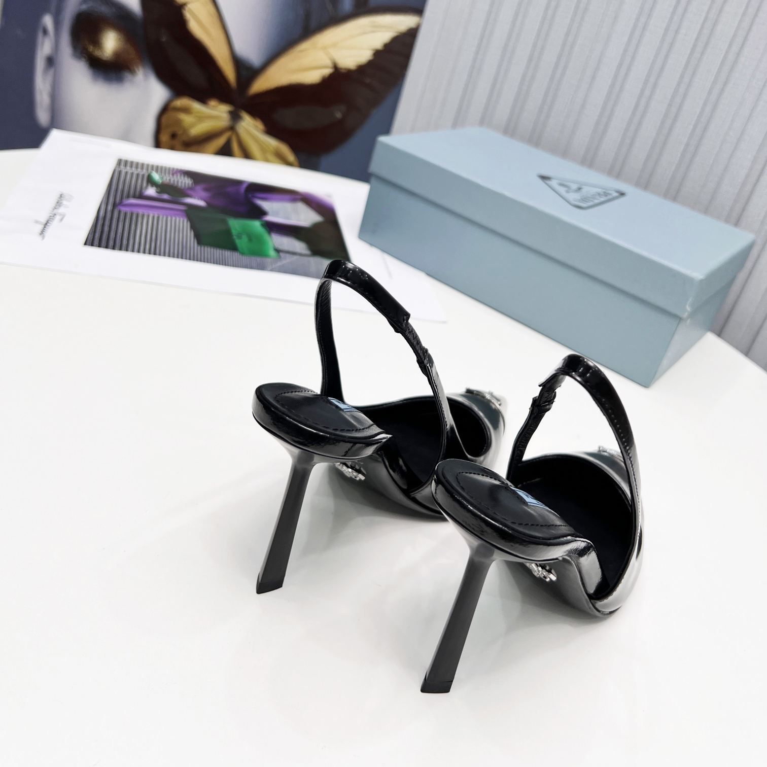 Prada Brushed Leather Slingback Pumps  - DopestKickz