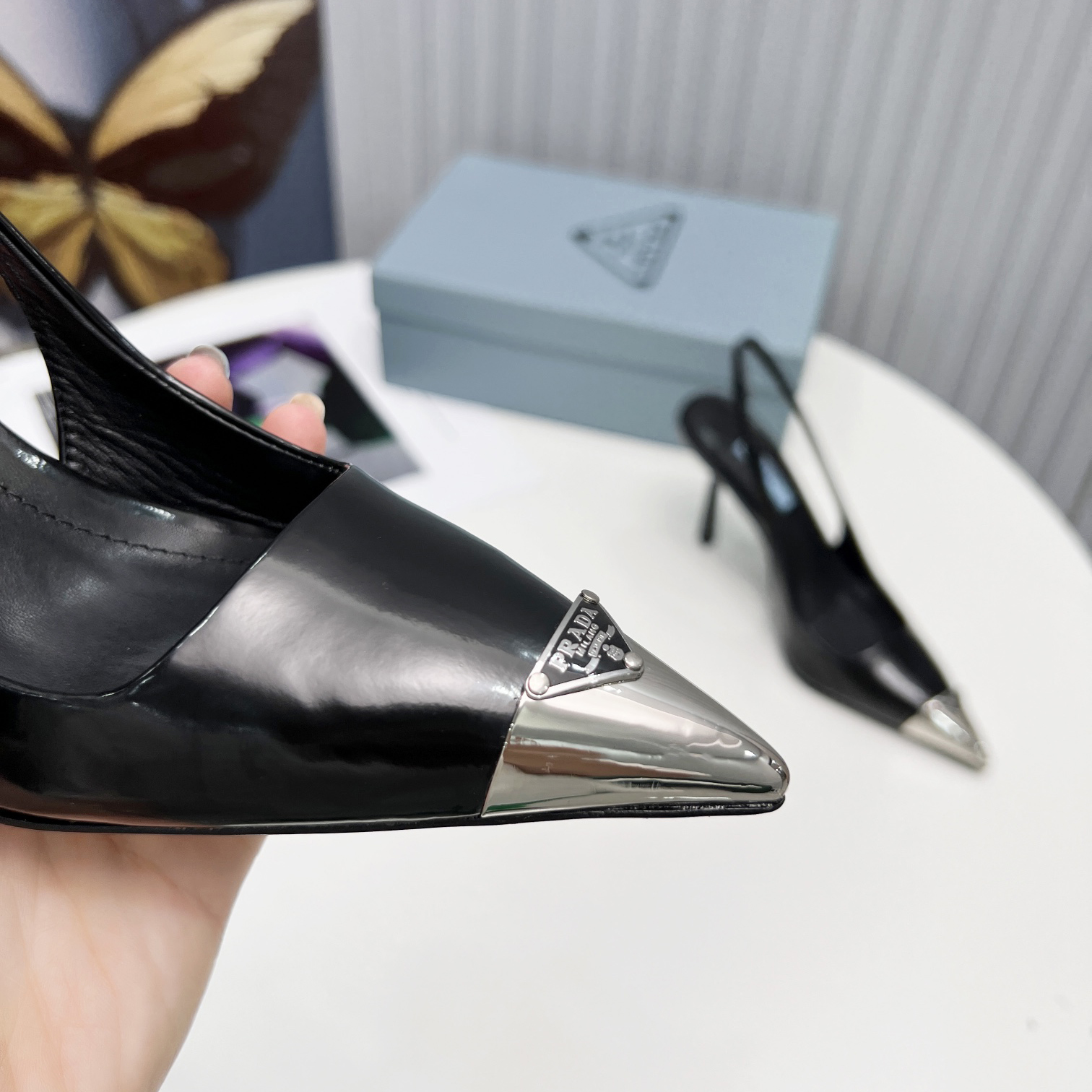 Prada Brushed Leather Slingback Pumps  - DopestKickz