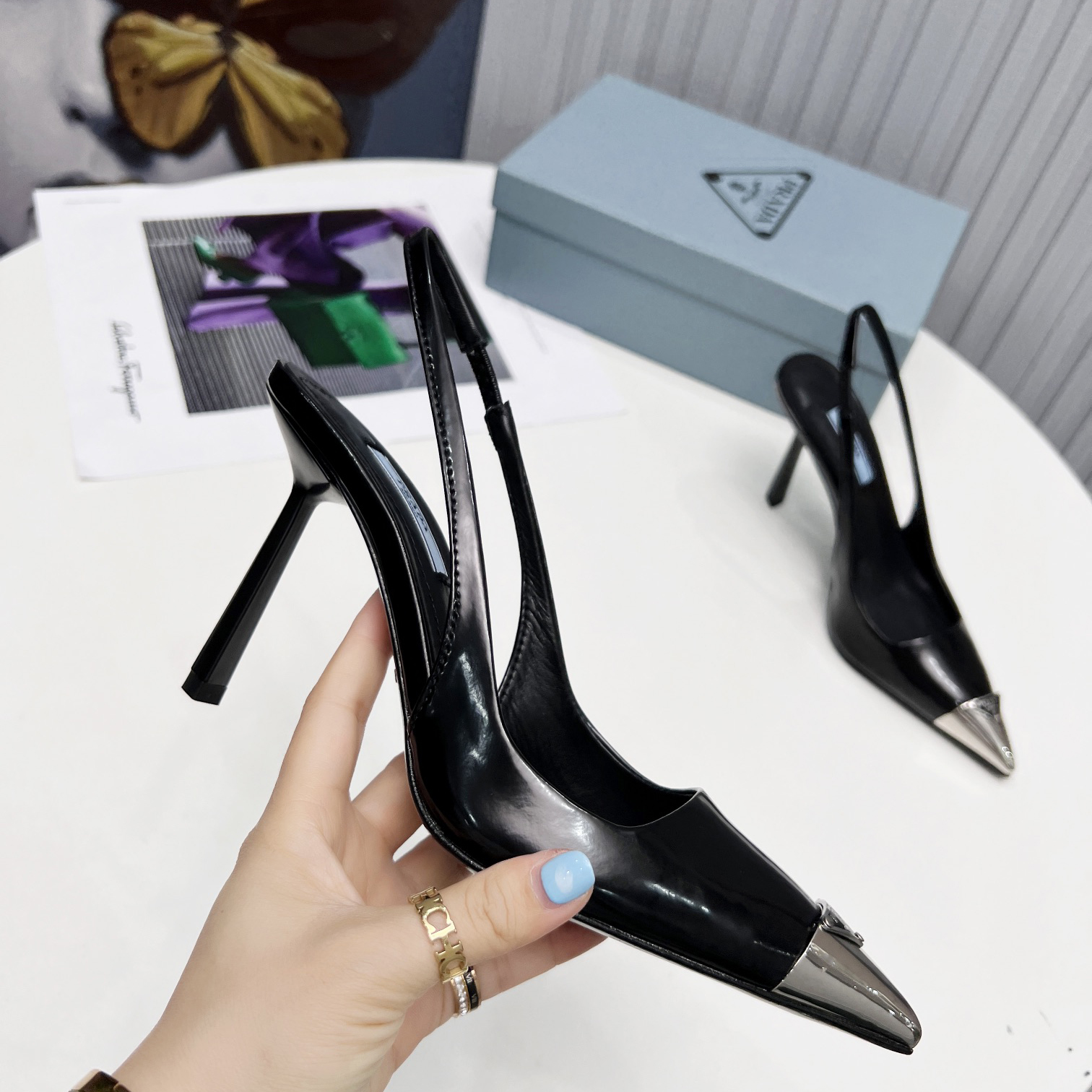 Prada Brushed Leather Slingback Pumps  - DopestKickz