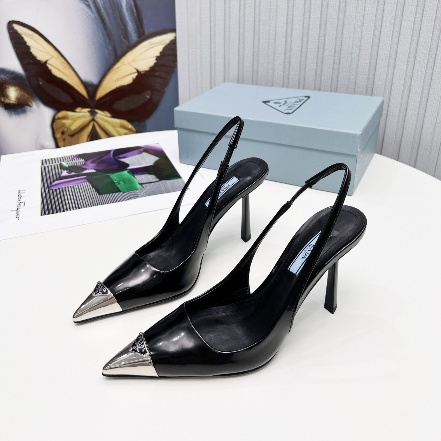 Prada Brushed Leather Slingback Pumps  - DopestKickz