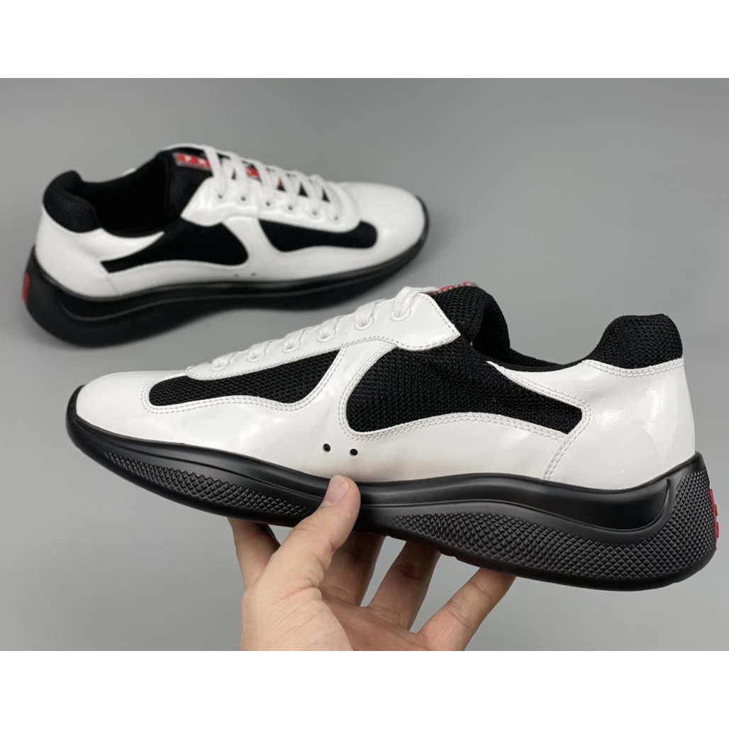 Prada Male America's Cup Sneaker In Black/White - DopestKickz