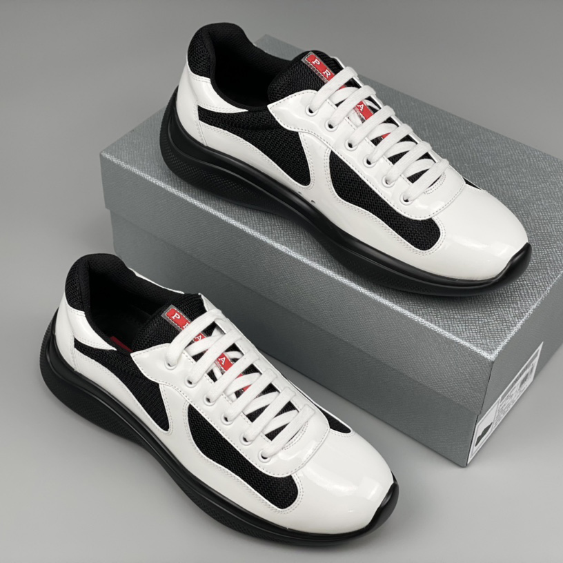 Prada Male America's Cup Sneaker In Black/White - DopestKickz