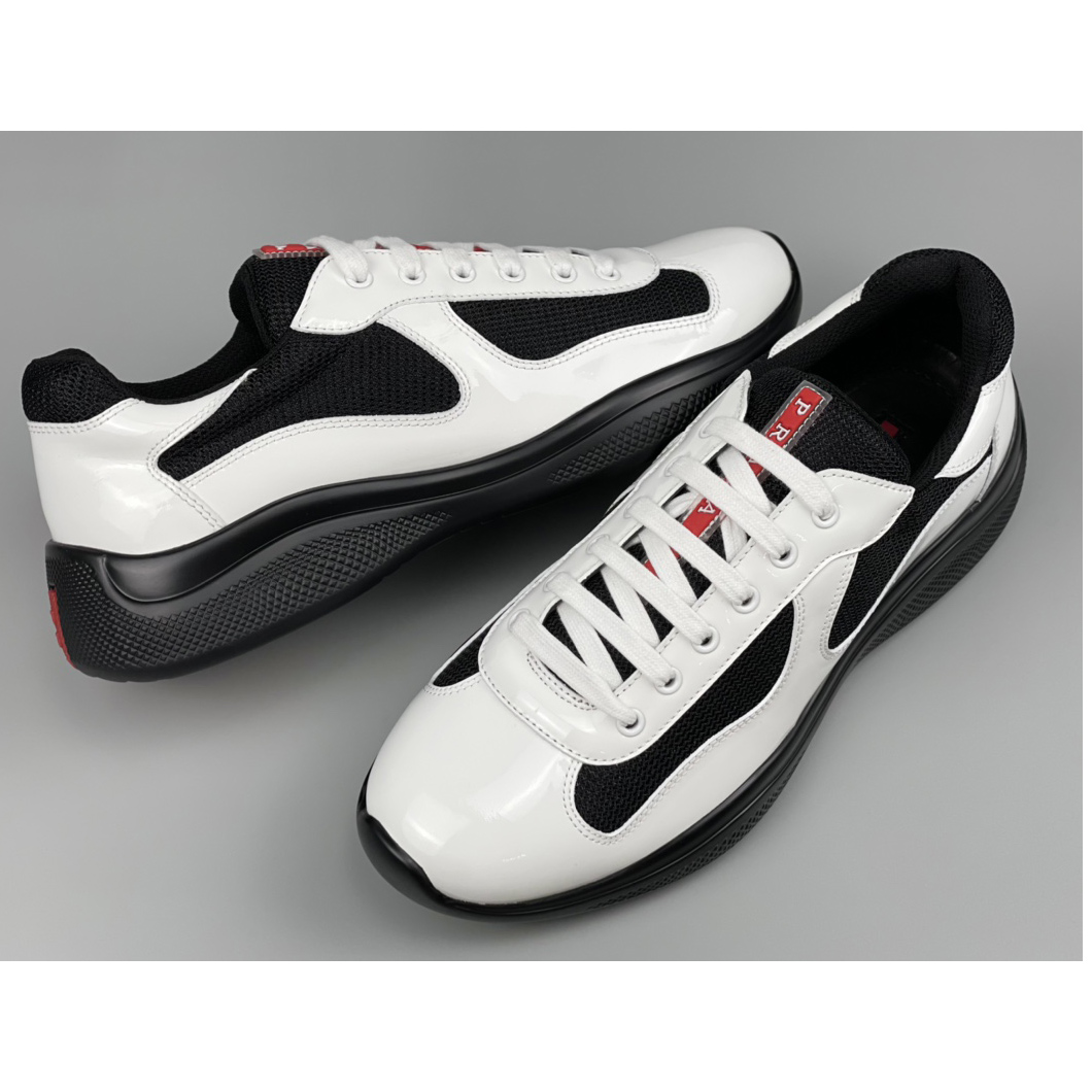 Prada Male America's Cup Sneaker In Black/White - DopestKickz