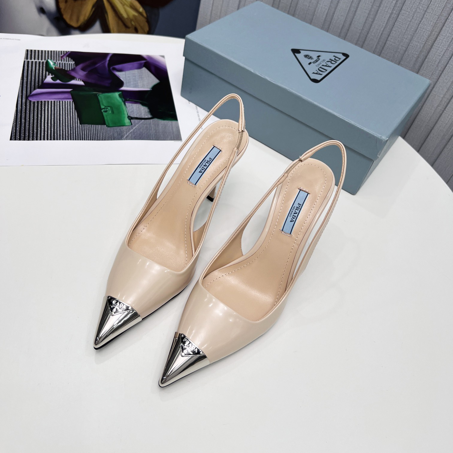 Prada Brushed Leather Slingback Pumps  - DopestKickz