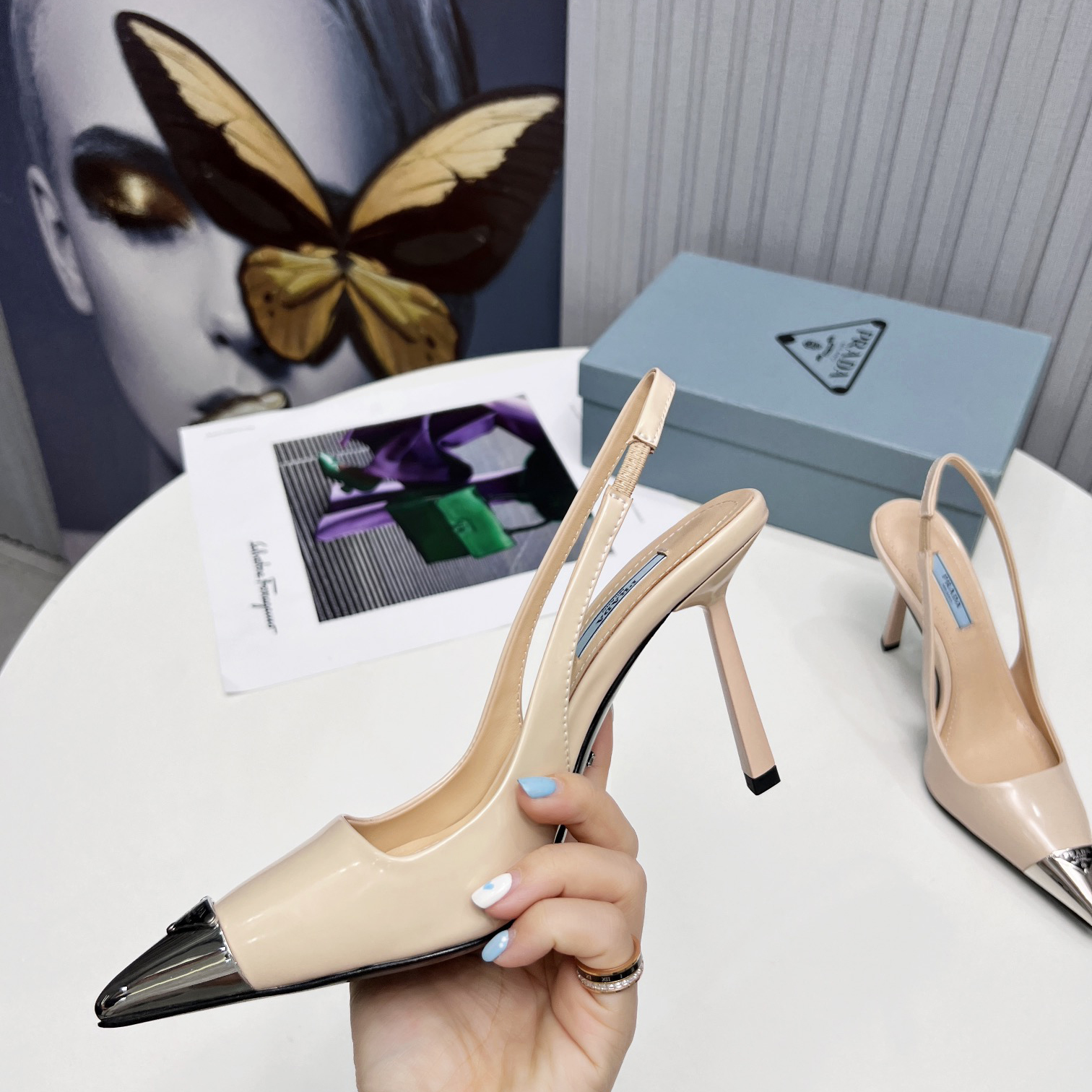 Prada Brushed Leather Slingback Pumps  - DopestKickz