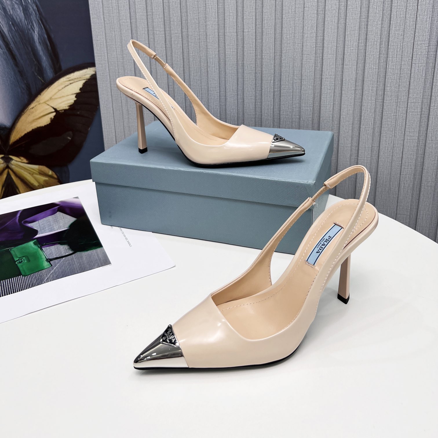 Prada Brushed Leather Slingback Pumps  - DopestKickz
