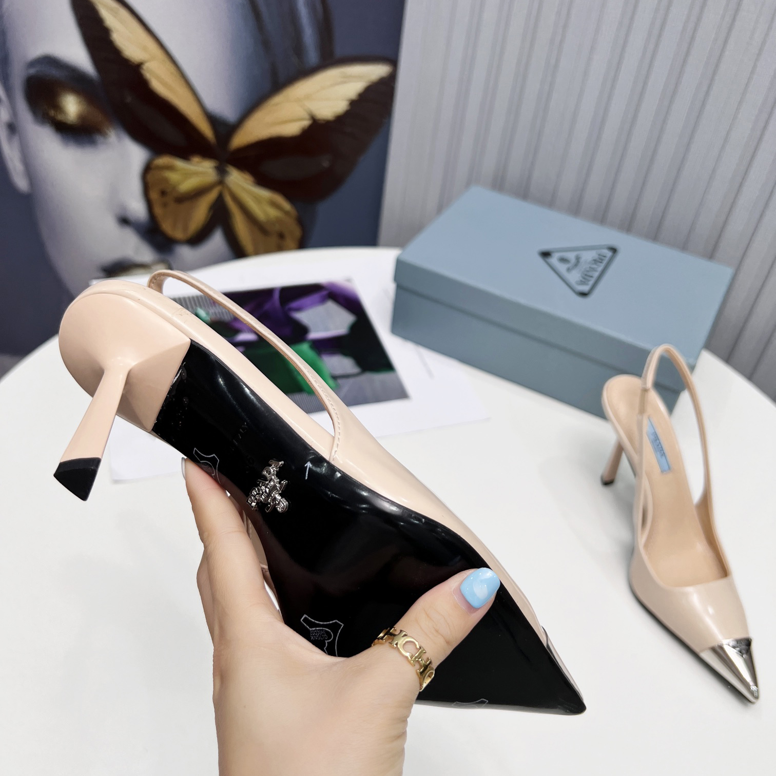 Prada Brushed Leather Slingback Pumps  - DopestKickz