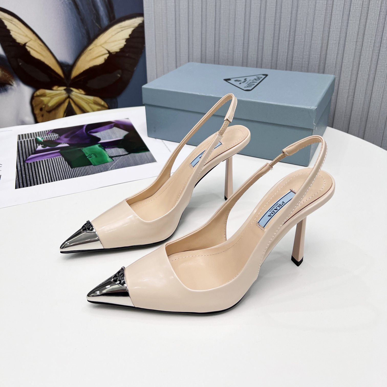 Prada Brushed Leather Slingback Pumps  - DopestKickz