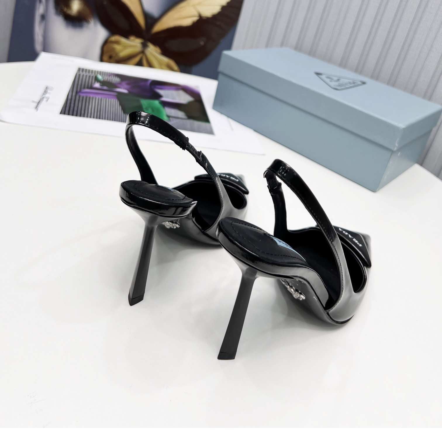 Prada Brushed Leather Slingback Pumps - DopestKickz