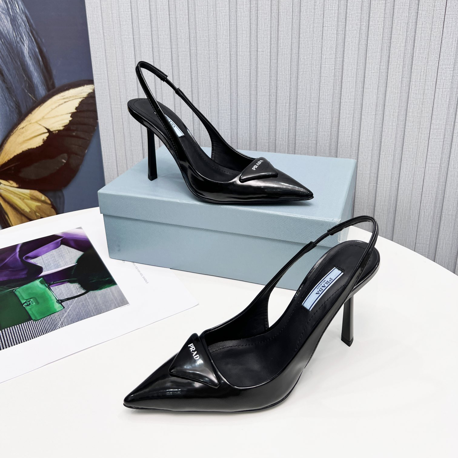 Prada Brushed Leather Slingback Pumps - DopestKickz