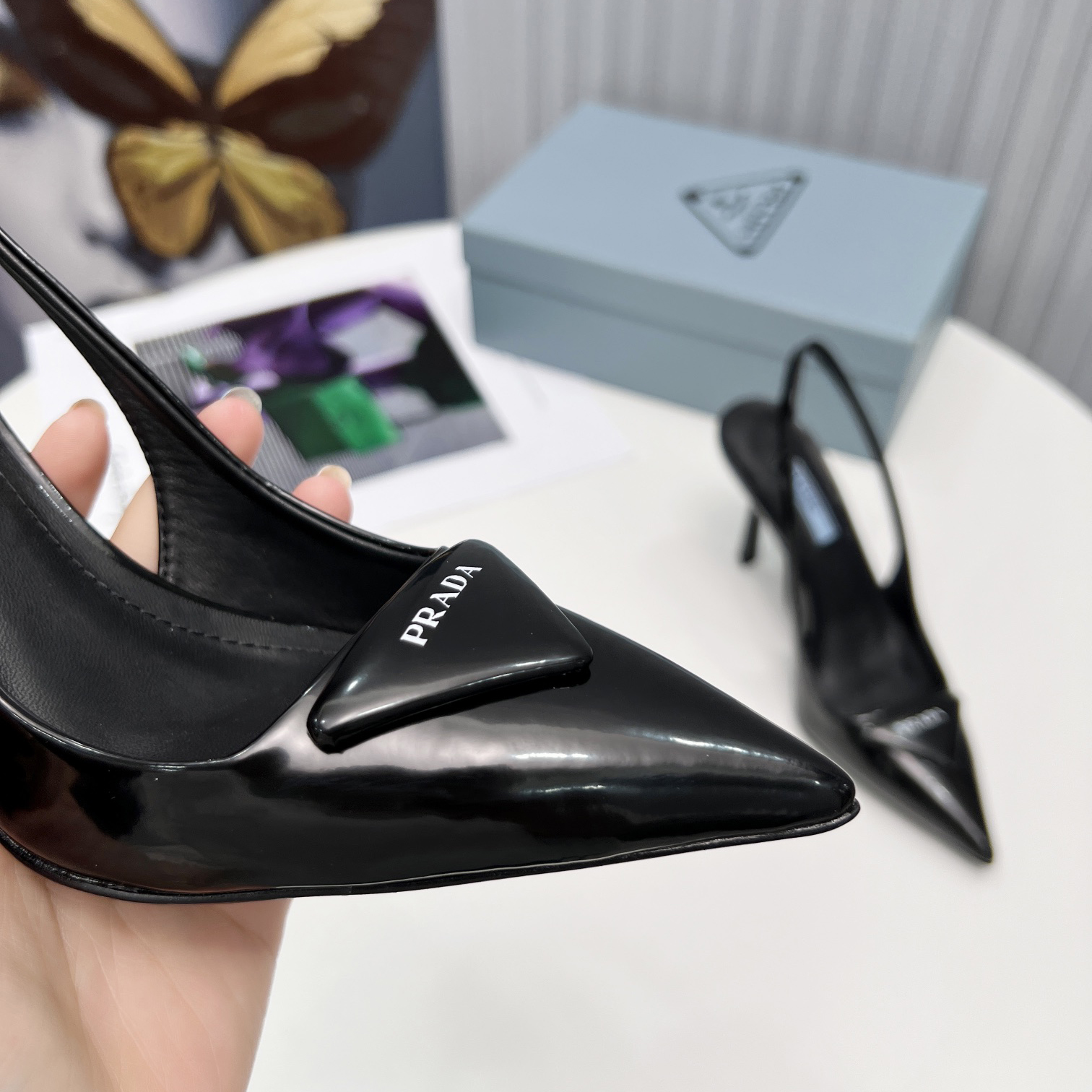 Prada Brushed Leather Slingback Pumps - DopestKickz