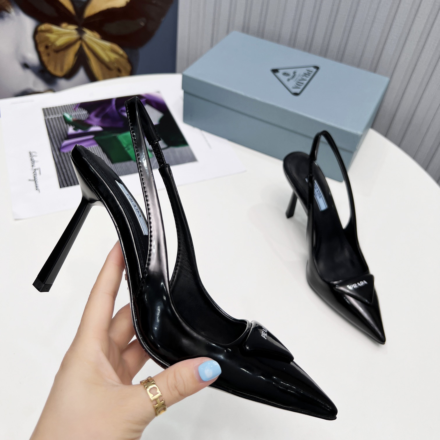 Prada Brushed Leather Slingback Pumps - DopestKickz