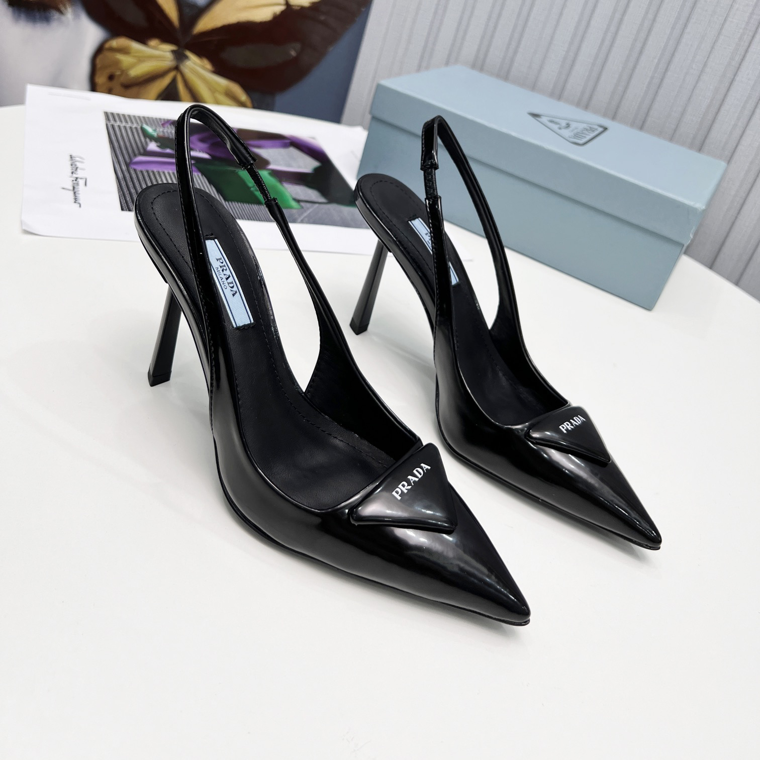 Prada Brushed Leather Slingback Pumps - DopestKickz