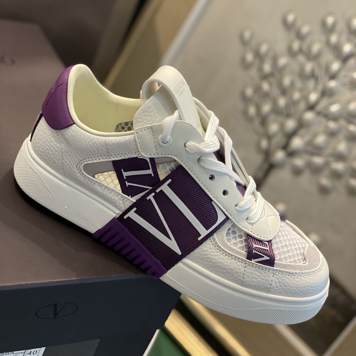 Valenti Low-Top Calfskin And Mesh VL7N Sneaker With Bands - DopestKickz