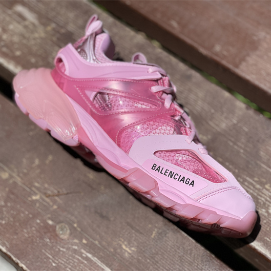 Balenciaga Track Sneaker Clear Sole In Pink Mesh And Nylon - DopestKickz