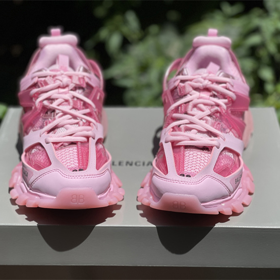 Balenciaga Track Sneaker Clear Sole In Pink Mesh And Nylon - DopestKickz