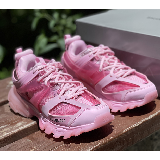 Balenciaga Track Sneaker Clear Sole In Pink Mesh And Nylon - DopestKickz
