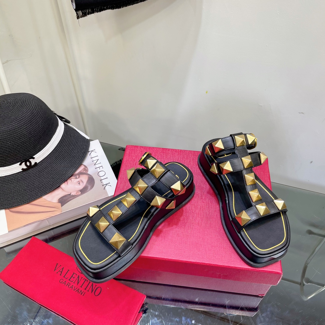 Valenti Roman Stud Calfskin Flatform Sandal 40MM - DopestKickz