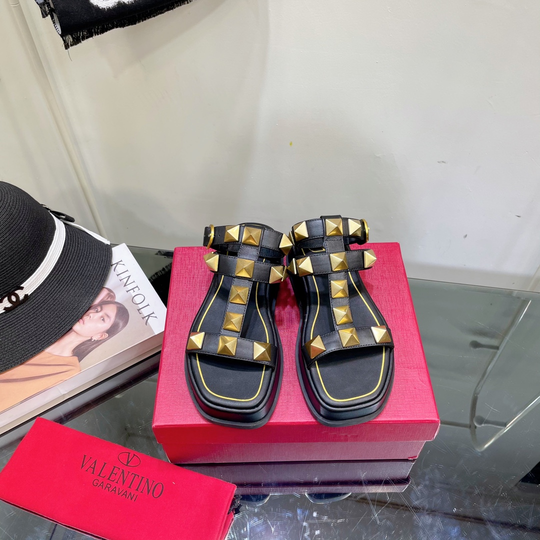 Valenti Roman Stud Calfskin Flatform Sandal 40MM - DopestKickz