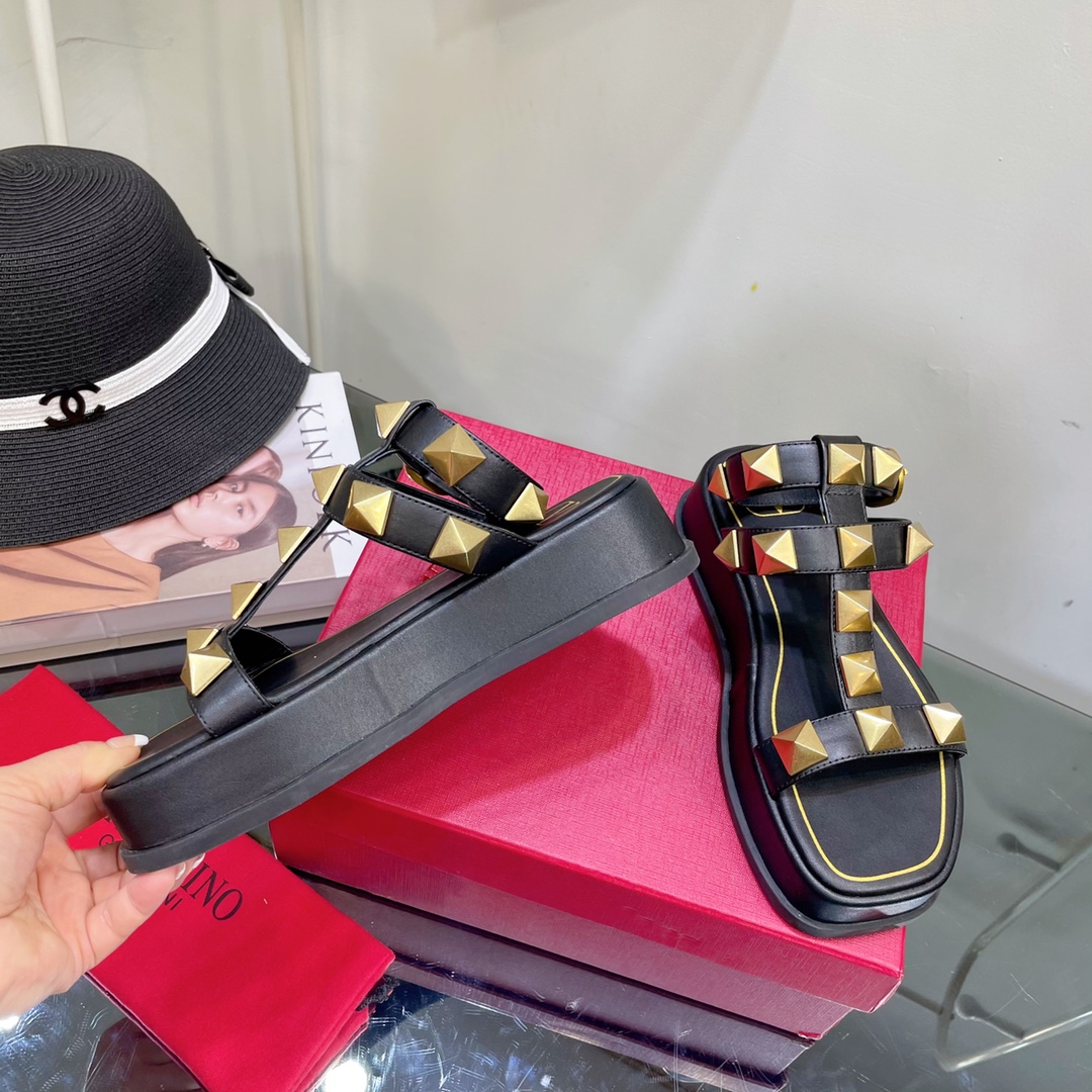 Valenti Roman Stud Calfskin Flatform Sandal 40MM - DopestKickz