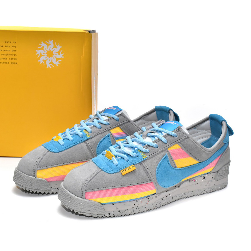  Union LA x Nike Cortez Blue Pink Yellow Grey Sneaker   DR1413-002 - DopestKickz