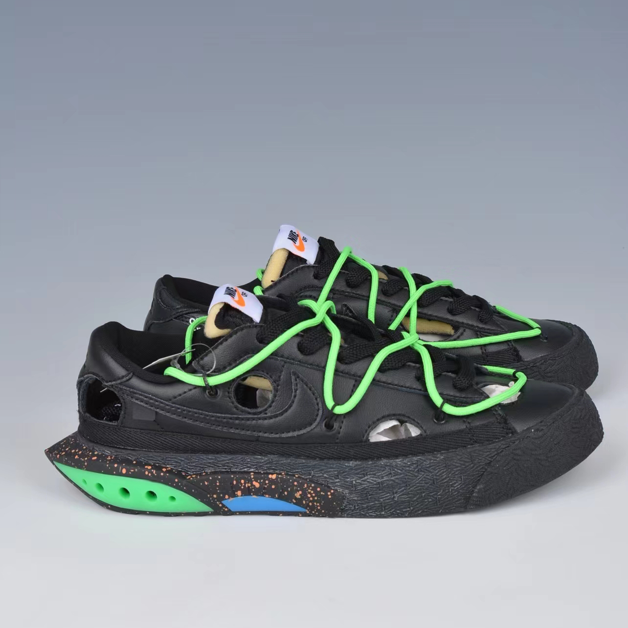 Off-White x Nike Blazer Low" Blackblack-Green" - DopestKickz