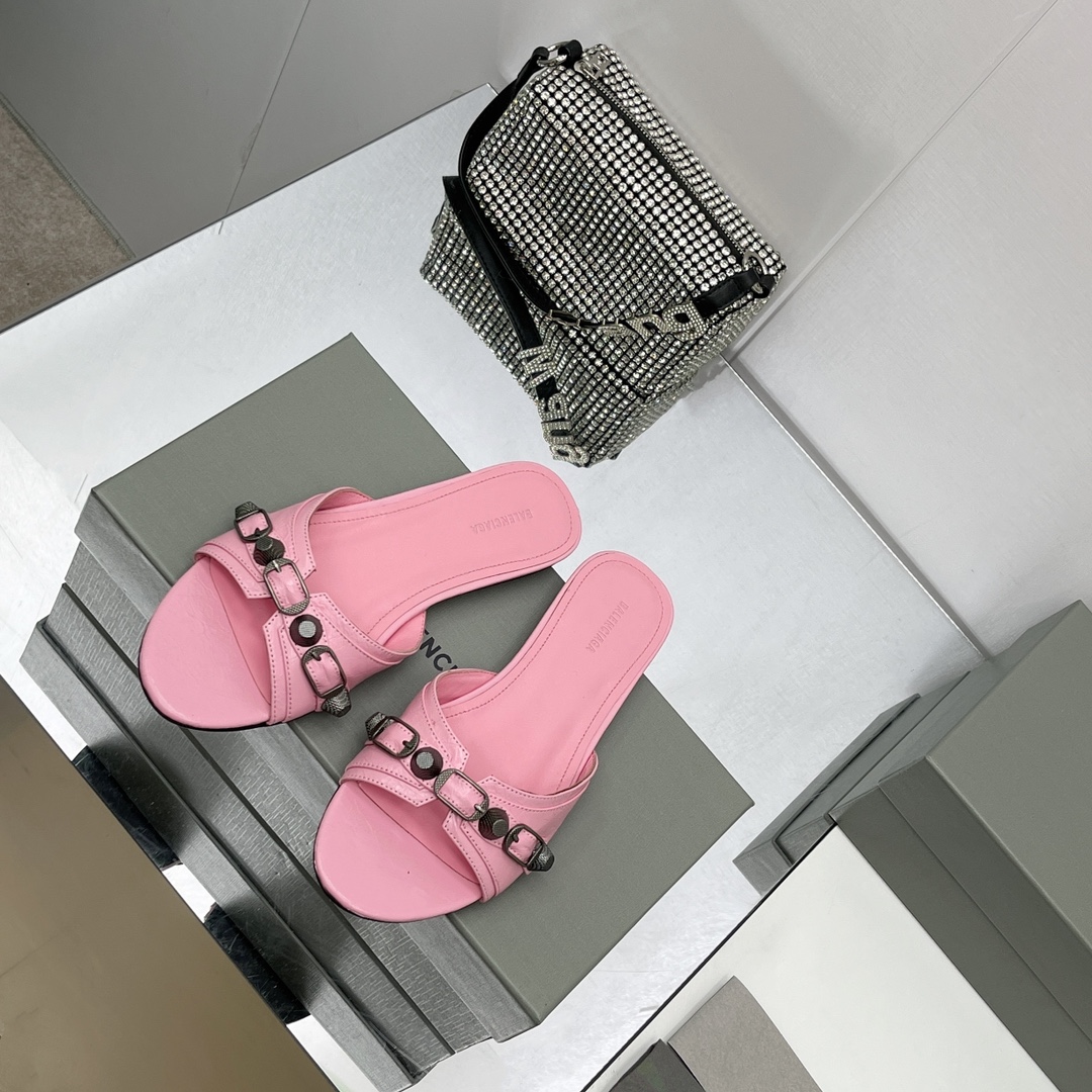 Balenciaga Cagole Sandal In Pink Arena Lambskin - DopestKickz