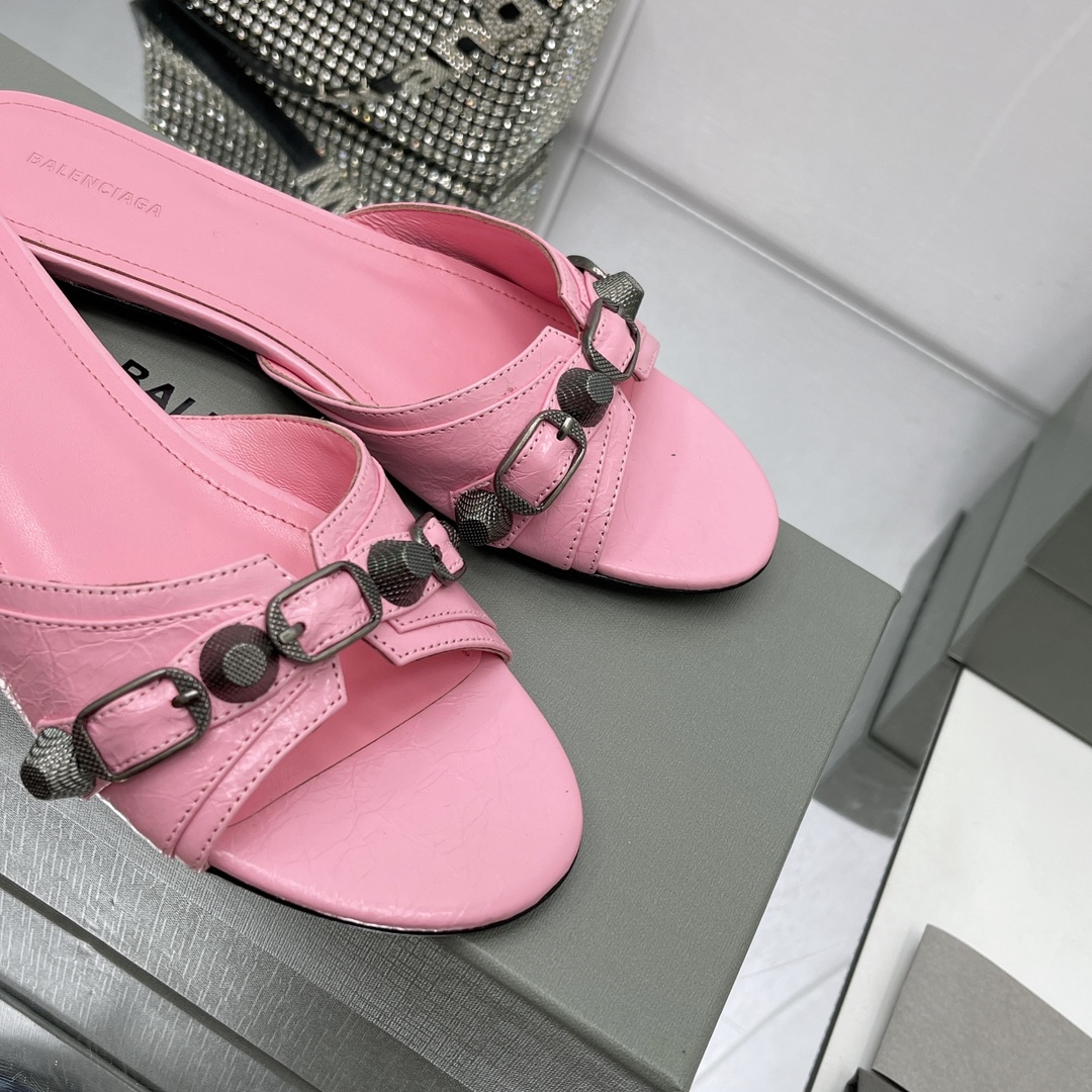 Balenciaga Cagole Sandal In Pink Arena Lambskin - DopestKickz