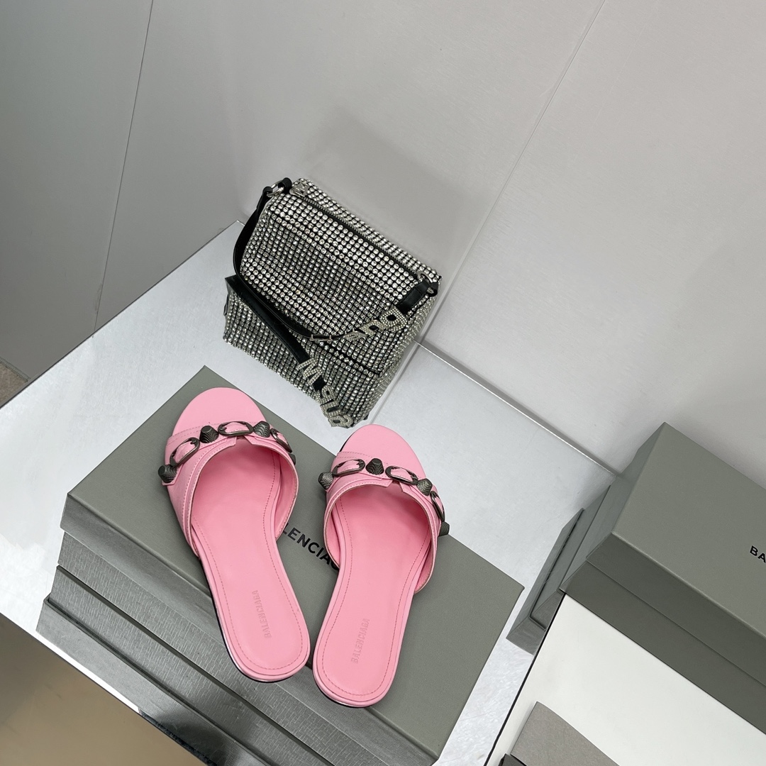 Balenciaga Cagole Sandal In Pink Arena Lambskin - DopestKickz