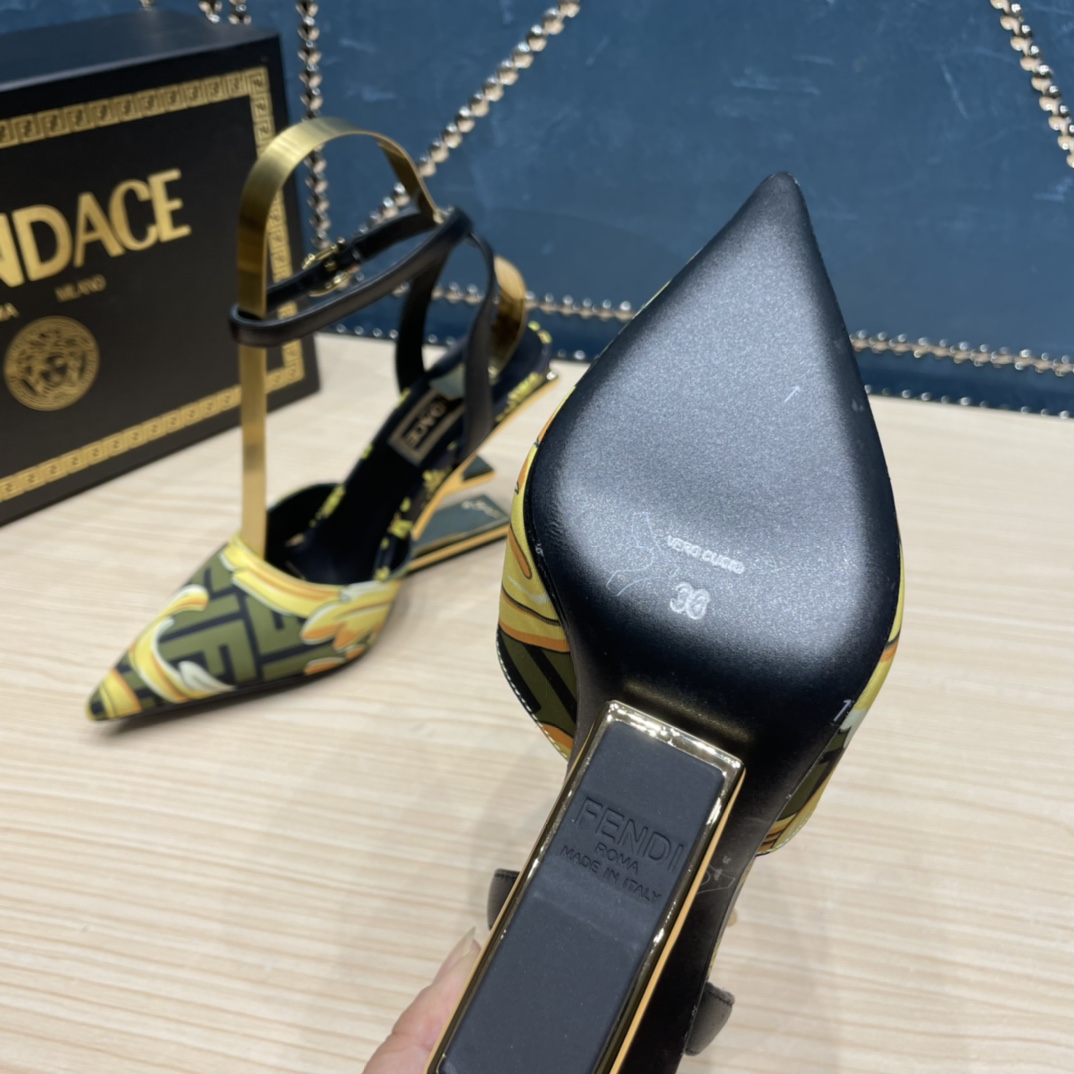 Fendi x Versace Fendace Printed Silk High-Heeled Slingbacks - DopestKickz
