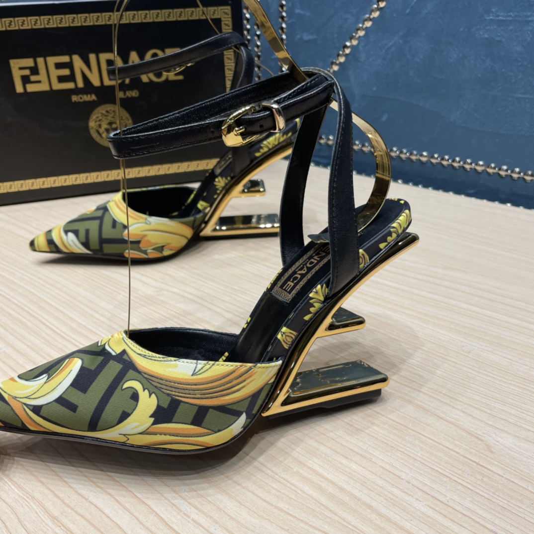 Fendi x Versace Fendace Printed Silk High-Heeled Slingbacks - DopestKickz