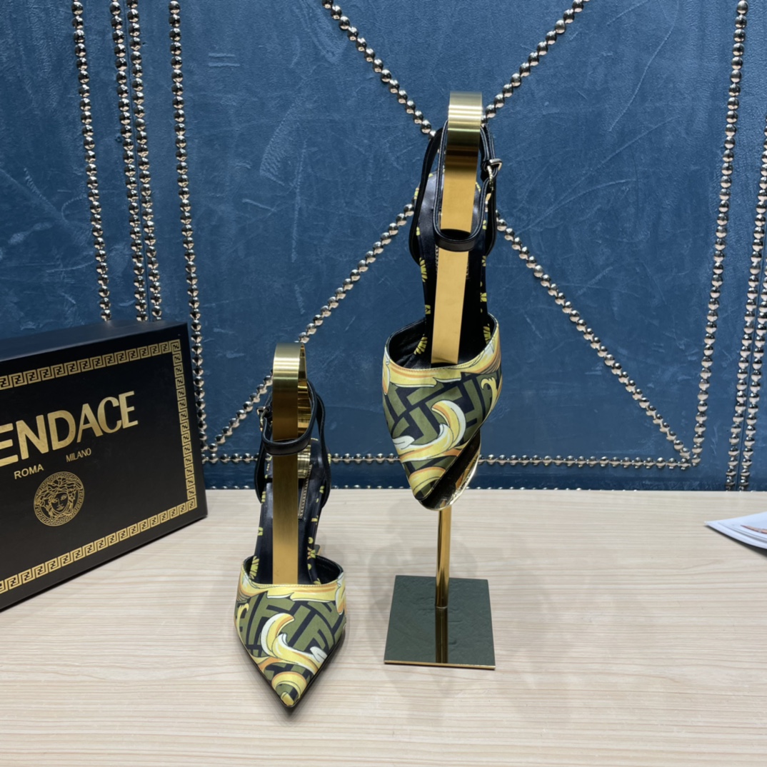Fendi x Versace Fendace Printed Silk High-Heeled Slingbacks - DopestKickz