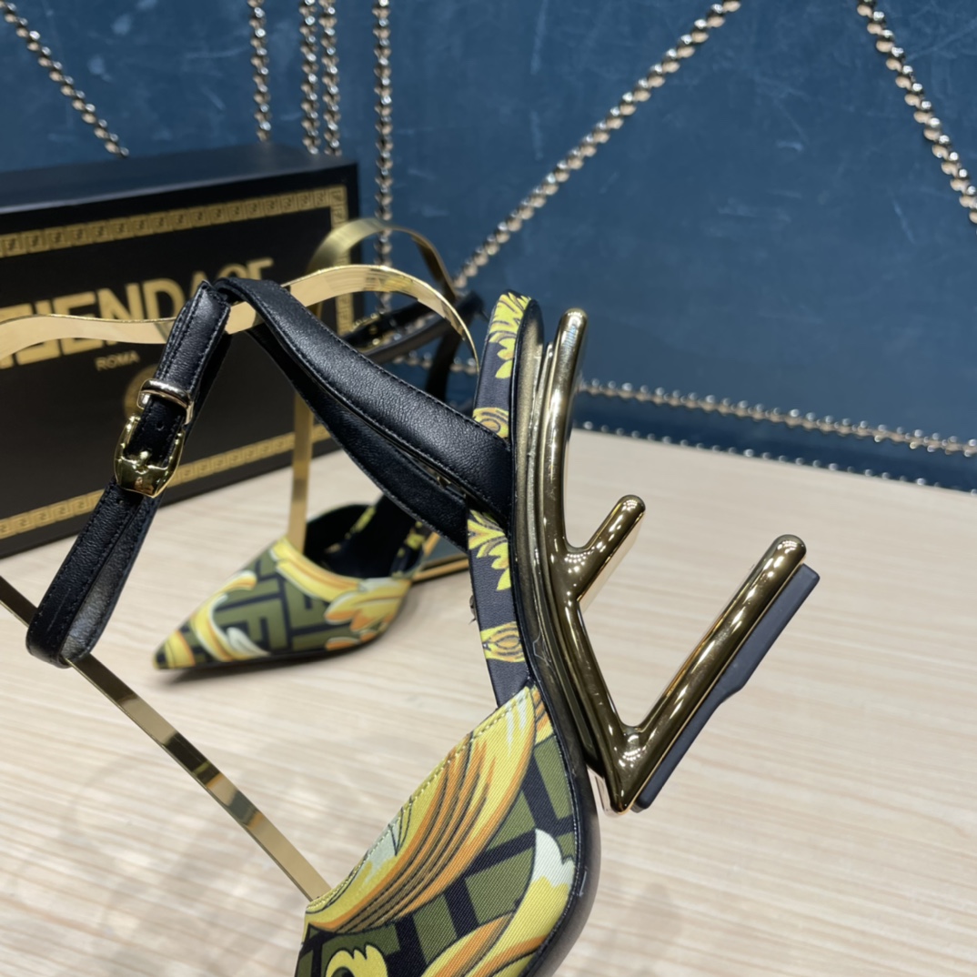 Fendi x Versace Fendace Printed Silk High-Heeled Slingbacks - DopestKickz